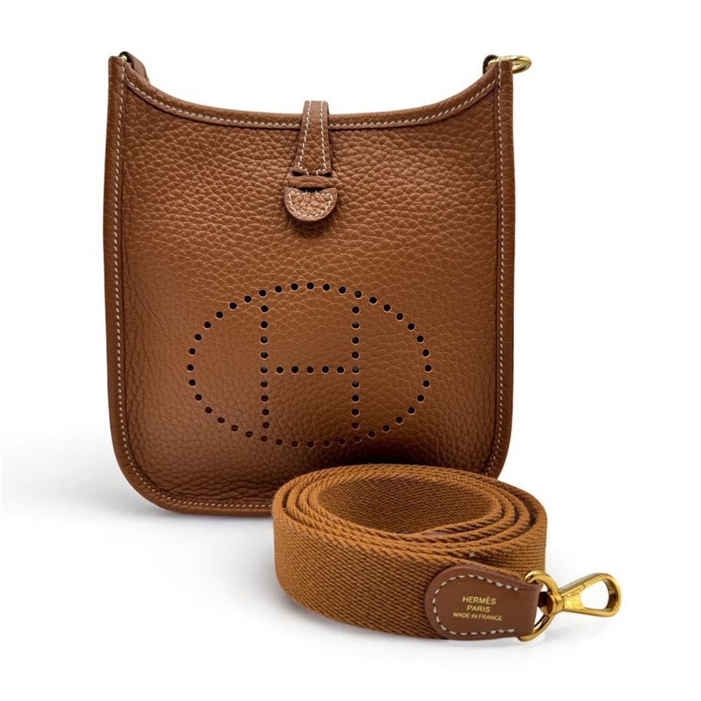 💞Authentic💞Hermès Mini Evelyne TPM Gold/Brown